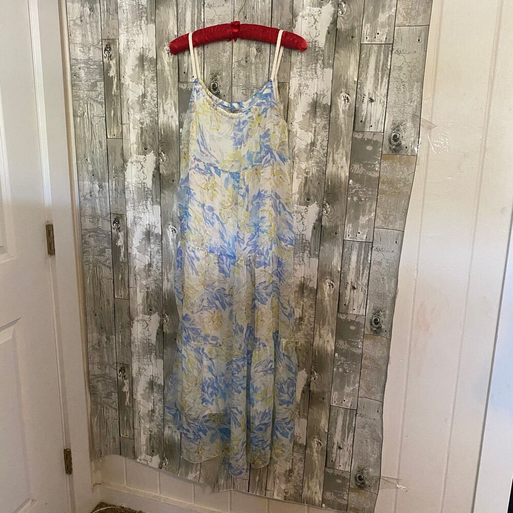 Elena Baldi flowy floral blue and yellow maxi dress S